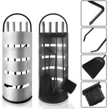 Cuelgaútiles para chimenea Juego de utensilios para chimenea (5 piezas, con soporte para horno de leña) Hengmei