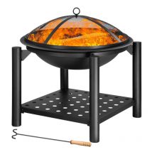 GARDEBRUK Brasero Exterior Ø 55 cm para Jardín Protector de Chispas Cuenco Fuego Hoguera Estufa con Atizador