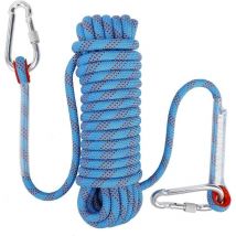 SNQ - Cuerda de escalada con mosquetón de seguridad estático de 10 mm de poliéster para montañismo, rescate para senderismo, montañismo y montaña, 10