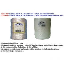 Sifer cuerda rafia blanca 2 mmx120 m 600m-kg 1 cabo 200 gr ra13