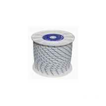 HYC - Cuerda Trenzada 18Mm Nylon Blanco/Azul Tipo Driza 100 Mt