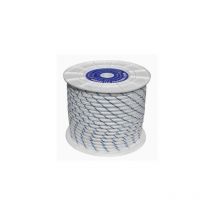 HYC - Cuerda Trenzada 20Mm Nylon Blanco/Azul Tipo Driza 100 Mt