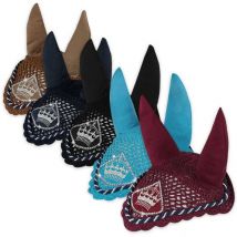 Cuffia per cavalli ad uncinetto con brillantini modello Crown: Full, Verde