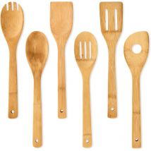 Klarstein - Cuillères de cuisine et spatule bambuswald - set de 6 - en bambou
