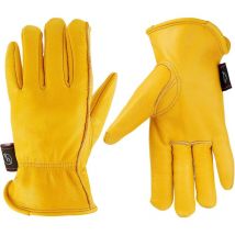 Cuir Gants de travail pour jardinage/Coupe/Construction/ferme/Moto, homme et femme, avec élastique poignet, m/l/xl, jaune (m)