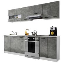 Dusine - Cuisine Bigo 7 éléments - finition bas beton haut beton 240 cm