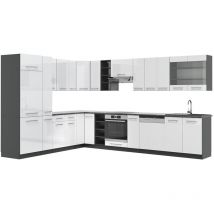 Cuisine en angle Fame-Line, Blanc brillant/Anthracite, 347 x 257 cm, pt Anthracite Vicco