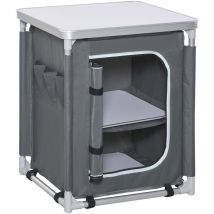 Cuisine de camping - armoire de camping - plan de travail, nombreux rangements, sac transport inclus - armature alu. Oxford gris
