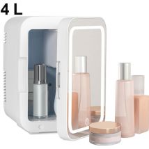 Puluomis - Mini Frigo de chambre cosmétique 4L Mini-Réfrigérateur portable électronique 220V/12V Cuisine Bar Camping avec poignée Blanche - Blanc