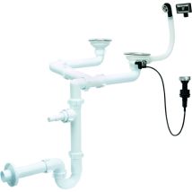 Siphon Double Pour Évier De 115 Mm, Avec Trop-plein Et Câble De Commande
