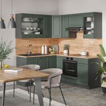 Cuisine en angle Fame-Line, Vert et or campagne/anthracite, 160 x 60 cm sans plan de travail Vicco