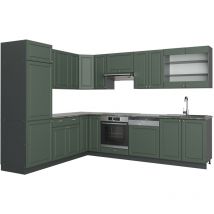 Cuisine en angle Fame-Line, Vert et or campagne/anthracite, 227 x 287 cm, pt Anthracite Vicco