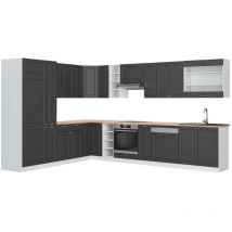 Cuisine en angle Fame-Line, Anthracite-or/blanc, 347 x 257 cm, pt Chêne Vicco