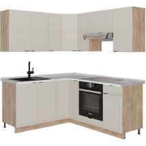 Cuisine en angle Fame-Line, GrisBeige/Chêne doré, 160 x 60 cm sans plan de travail Vicco