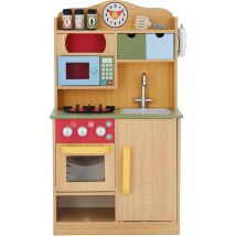 Teamson Kids - Cuisine en Bois pour Enfants Little Chef Florence avec 5 Accessoires, Style Classique - Tan