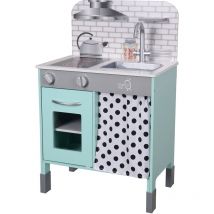 Teamson Kids - Cuisine enfant en bois hauteur réglable jeux de rôle imitation garçon fille bleu blanche TD-13554B - Bleu