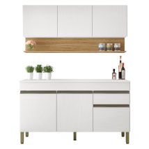 Beaux Meubles Pas Chers - Cuisine Equipée 6 Portes 1 Tiroir Chêne et Blanc 9 Niches l 120 h 200 p 53.3 cm