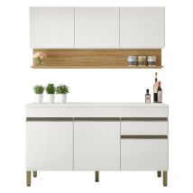 Beaux Meubles Pas Chers - Cuisine Equipée 6 Portes 1 Tiroir Chêne et Blanc 9 NIches l 120 h 200 p 53.3 cm