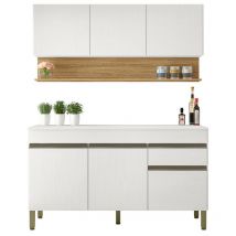 Beaux Meubles Pas Chers - Cuisine Equipée 6 Portes 1 Tiroir Chêne et Blanc Largeur 150 cm
