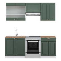 Cuisine Fame-Line, Vert-Or Landhaus/Blanc, 200 cm, pt Chêne Vicco