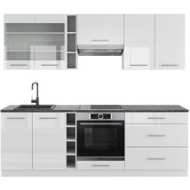 Cuisine Fame-Line, blanc brillant/blanc, 235 cm sans plan de travail Vicco
