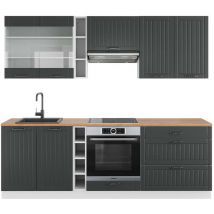 Cuisine Fame-Line, Anthracite maison de campagne/blanc, 235 cm, pt Chêne Vicco