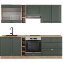 Cuisine Fame-Line, Chêne vert et or/chêne doré, 235 cm sans plan de travail Vicco