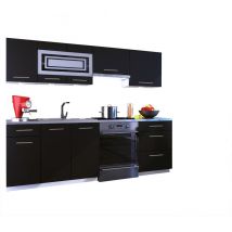 Dusine - Cuisine giovanna 7 éléments - noir mat 2m40 - grand casserolier