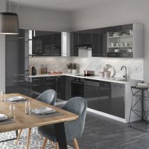 Cuisine en angle Fame-Line, Anthracite brillant/blanc, 227 x 287 cm, pt Anthracite Vicco