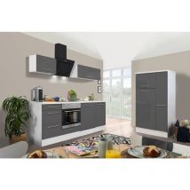 Cuisine Kitchenette Bloc cuisine Blanc Gris Amanda 310 cm Respekta Premium