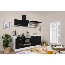 Cuisine Kitchenette Bloc cuisine Blanc Noir Amanda 210 cm Respekta Premium