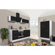 Cuisine Kitchenette Bloc cuisine Blanc Noir Amanda 300 cm Respekta Premium