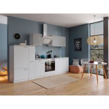 Cuisine Kitchenette Bloc cuisine intégrée Blanc Béton Malia 310 cm Respekta
