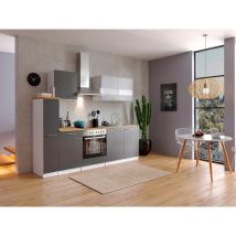 Cuisine Kitchenette Bloc cuisine intégrée Blanc Gris Malia 240 cm Respekta