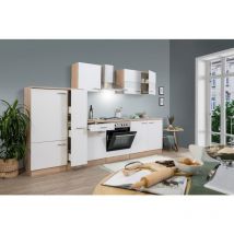 Cuisine Kitchenette bloc cuisine intégrée Chêne Blanc Merle 300 cm Respekta