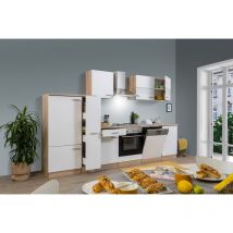 Cuisine Kitchenette bloc cuisine intégrée Chêne Blanc Merle 310 cm Respekta