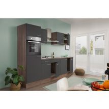 Cuisine Kitchenette bloc cuisine intégrée Chêne York Gris Oliver 270 cm Respekta