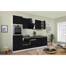 Cuisine Kitchenette bloc vide sans poignée Blanc Noir Lorena 280 cm Respekta