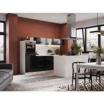 Cuisine Kitchenette îlot Blanc Noir Amanda 280 cm Respekta Premium