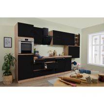 Cuisine Kitchenette sans poignée Chêne noir Lorena 380 cm Respekta