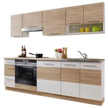 Dusine - Cuisine Lax 8 Éléments - Finition Bois Et Blanc Mat 240 Cm