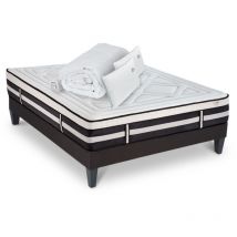 Maison Aubertin - Matelas Calliope Mousse Accueil Mémoire de forme + sommier gris + accessoires - 140 x 200 cm