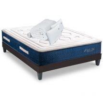 Ensemble Matelas Dolce Vita Ressorts ensachés Accueil mémoire + sommier gris + accessoires-180 x 200