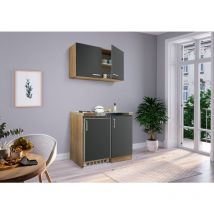 Cuisine Mini-cuisine Single Kitchenette Chêne Gris Levin 100 cm Respekta