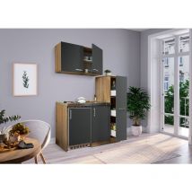 Cuisine Mini-cuisine Single Kitchenette Chêne Gris Levin 130 cm Respekta