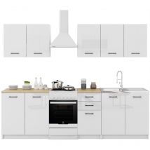 Dusine - Cuisine Sanclar 6 éléments - blanc blanc laqué avec poignés noir en 2 metres