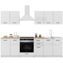 Cuisine Sanclar 7 éléments - blanc blanc laqué - 2m60 four encastrable