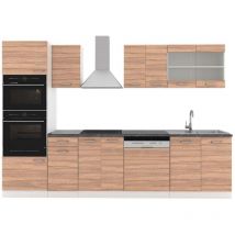 Cuisine R-Line, Sonoma/blanc, 300 cm avec armoire haute, pt Anthracite Vicco