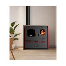 Prometey - Cuisinière à bois Perfect Eco Lux gauche - 7.4 kW - Rouge