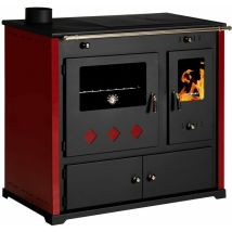 Prometey - Cuisinière À Bois Praktik Lux Eco Bordo Gauche - 9.5 Kw